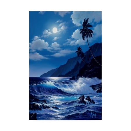 Anthony Casay 'Waves Under The Moon 16' Canvas Art,12x19